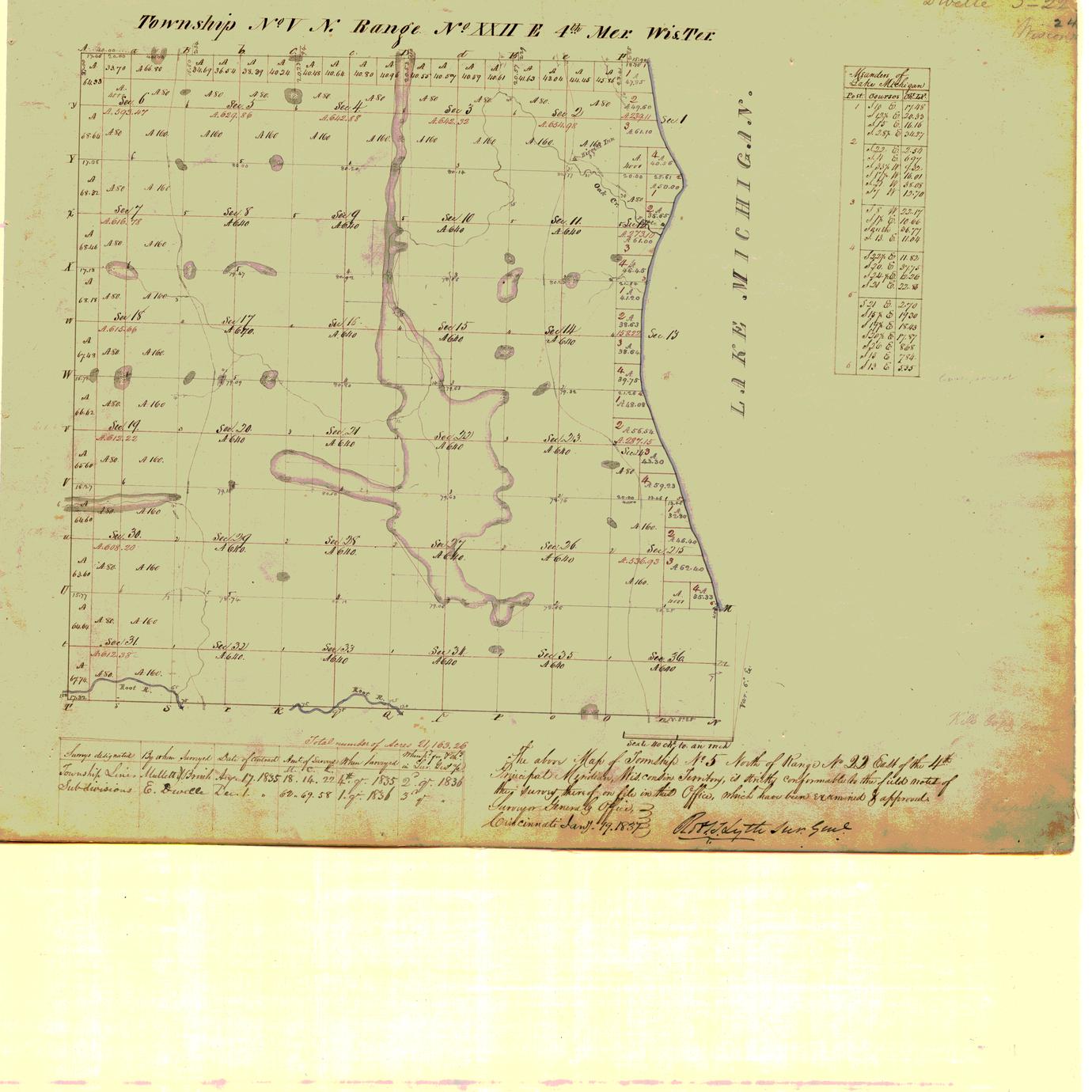 [Public Land Survey System map: Wisconsin Township 05 North, Range 22 East]