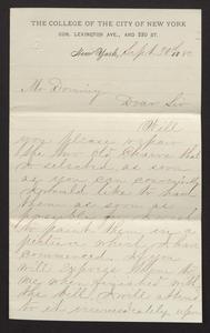 Note, envelope, and calling card of Calvin Rae-Smith, CCNY, to Nathaniel VII