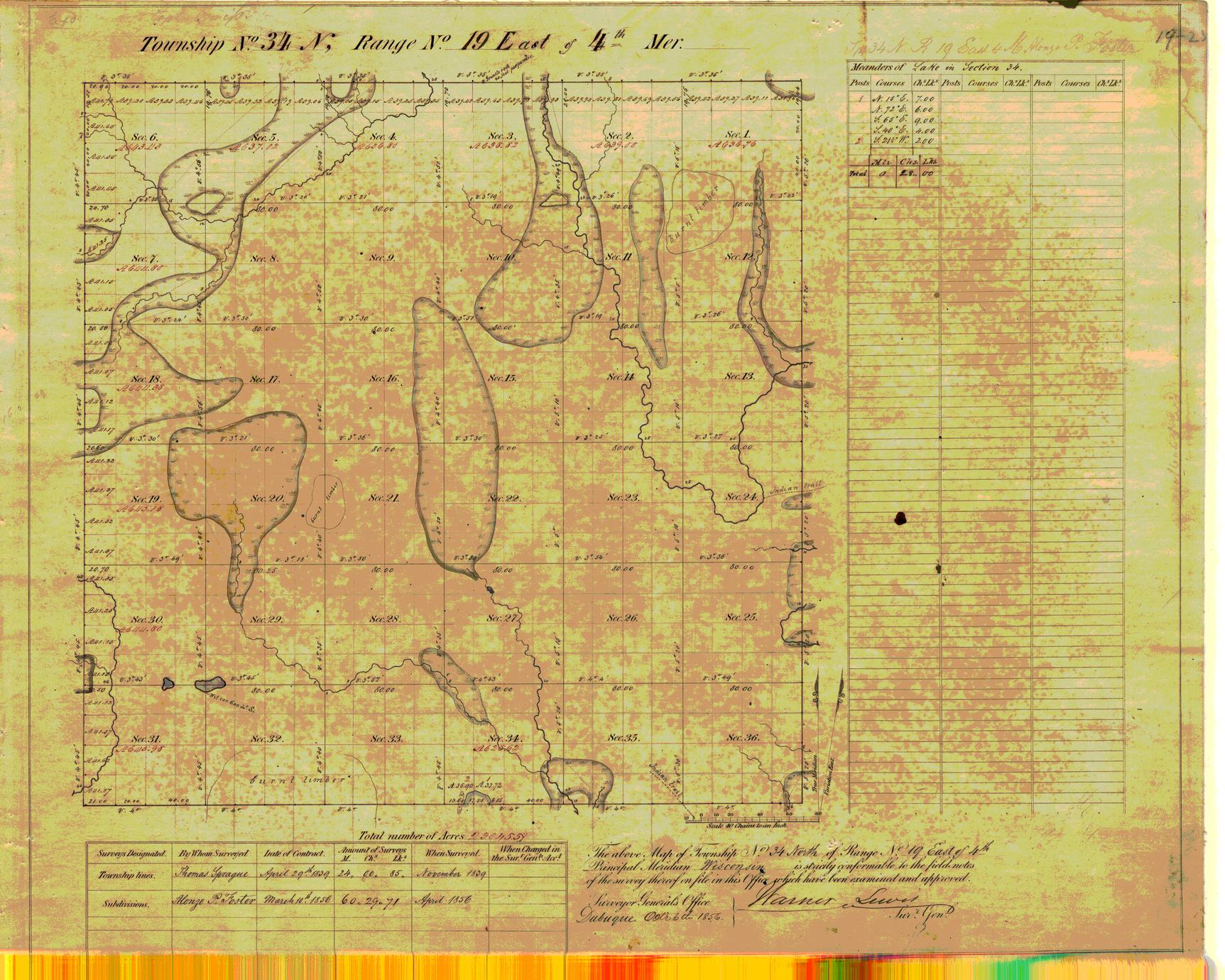 [Public Land Survey System map: Wisconsin Township 34 North, Range 19 East]