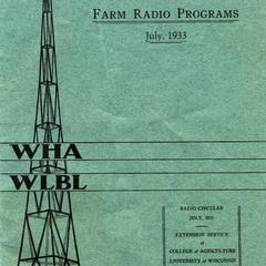 Farm Radio Programs cover, July 1933