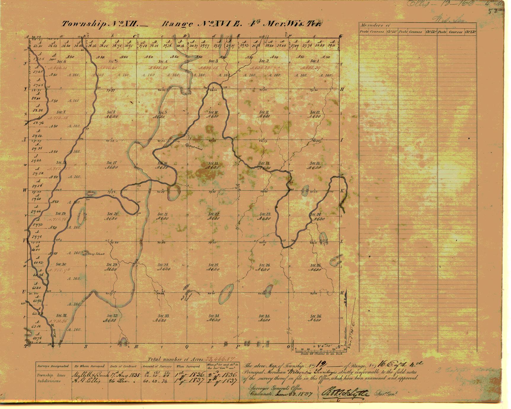 [Public Land Survey System map: Wisconsin Township 12 North, Range 16 East]