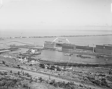 Panoramic view of the Duluth-Superior harbor