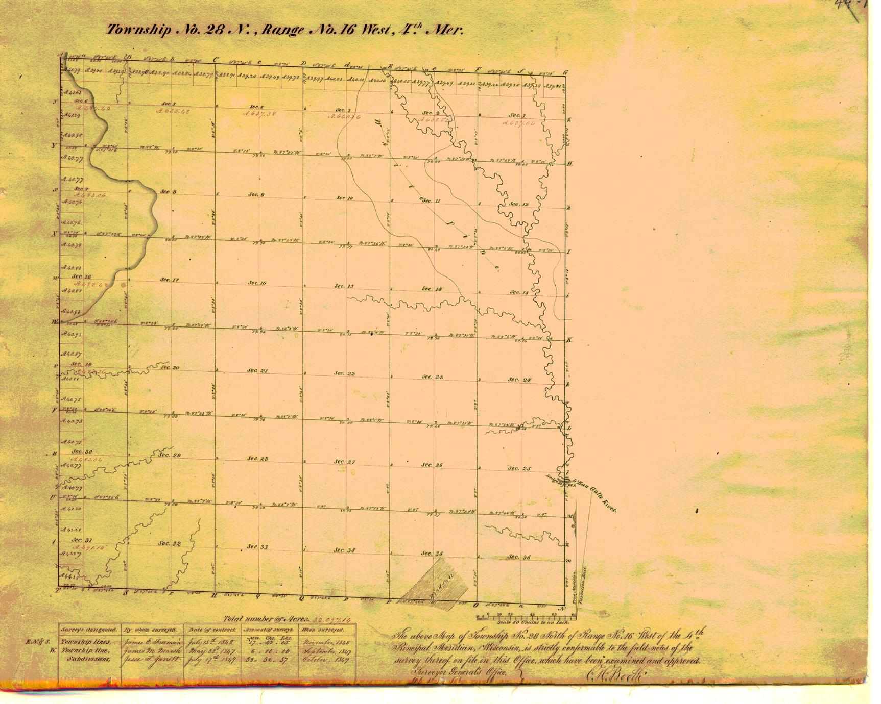 [Public Land Survey System map: Wisconsin Township 28 North, Range 16 West]