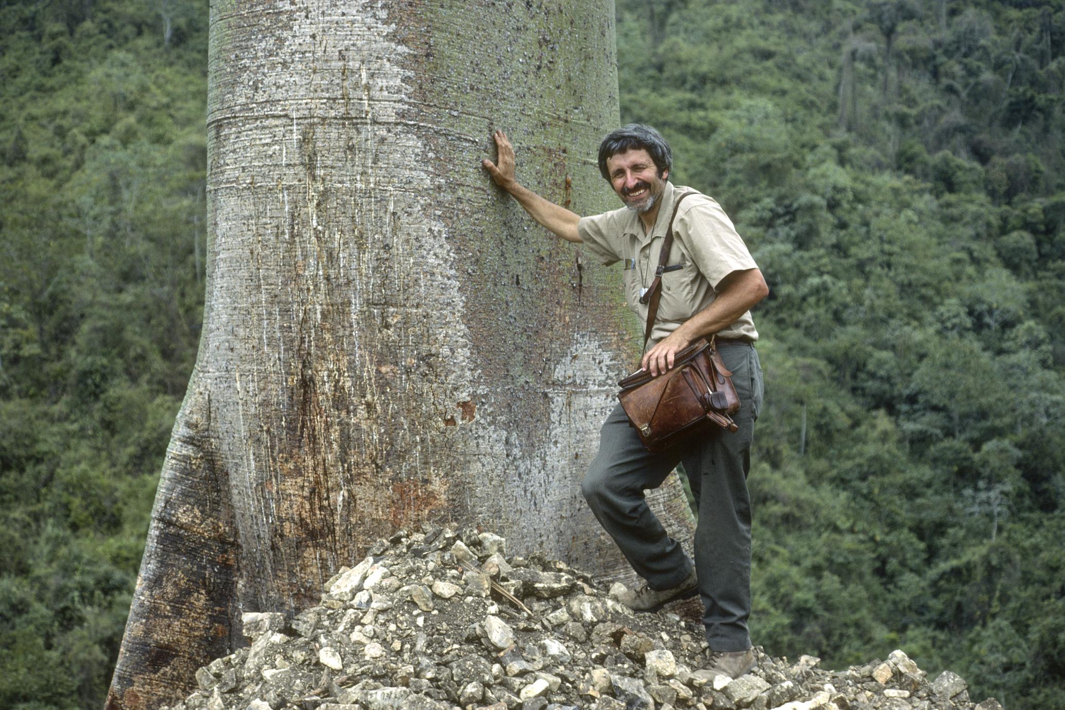 Hugh Iltis with Ceiba tree near top of Cerro Azul