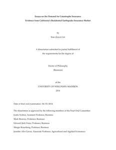 Essays on the Demand for Catastrophe Insurance: Evidence from California's Residential Earthquake Insurance Market
