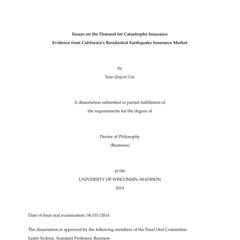 Essays on the Demand for Catastrophe Insurance: Evidence from California's Residential Earthquake Insurance Market