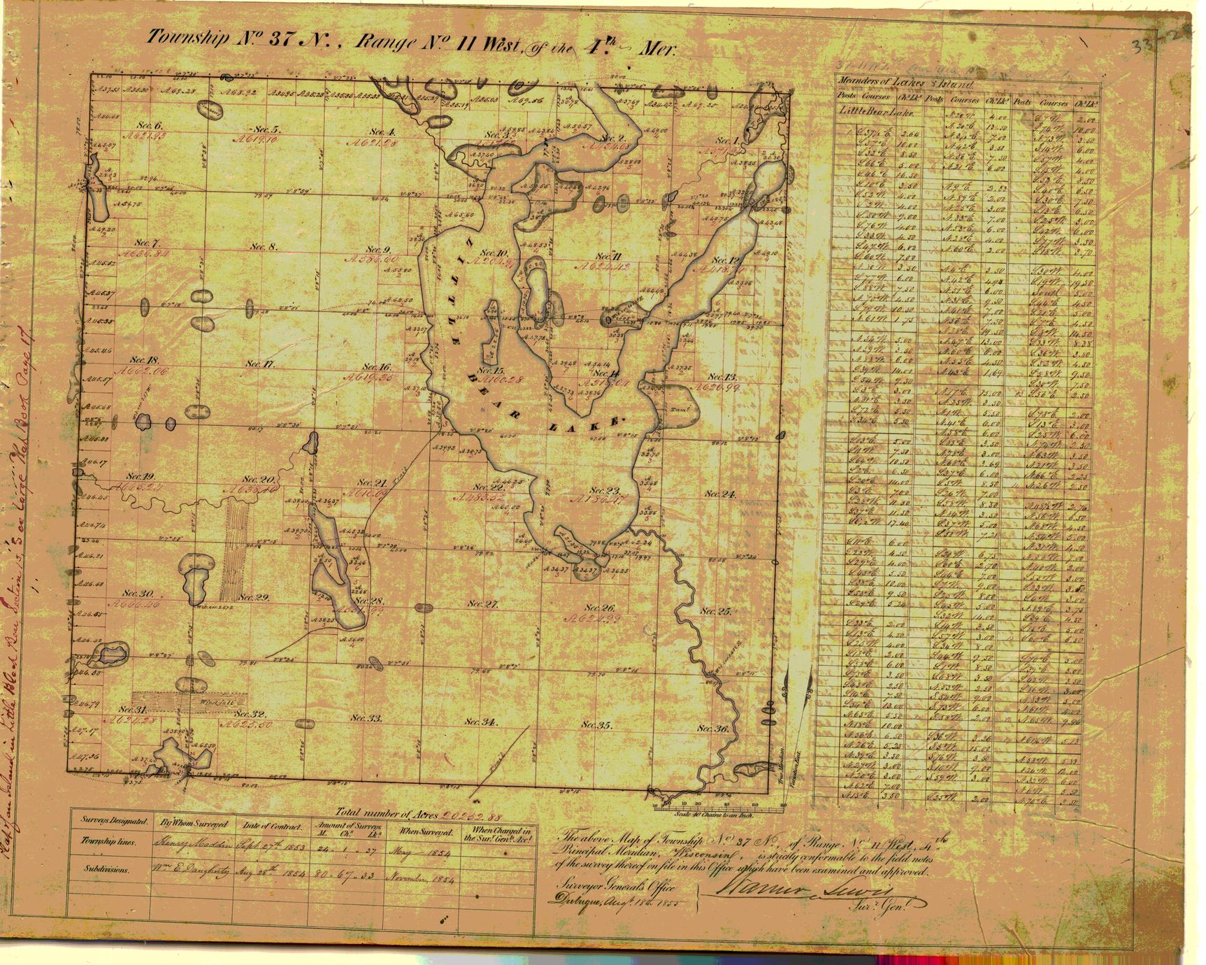 [Public Land Survey System map: Wisconsin Township 37 North, Range 11 West]
