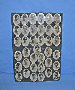 Board with sorority member portraits