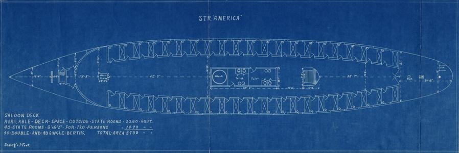 Drawing of saloon deck of the America