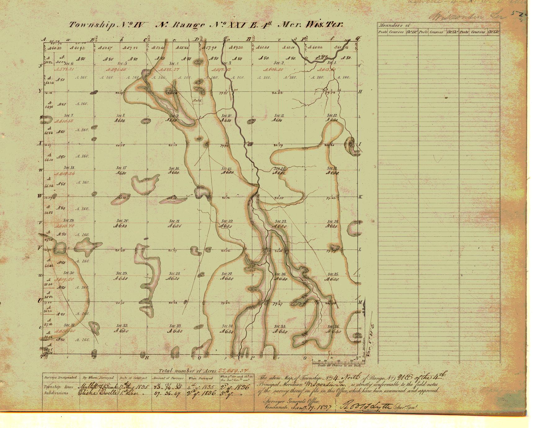 [Public Land Survey System map: Wisconsin Township 04 North, Range 21 East]