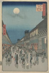 Night View of Saruwakacho, no. 90 from the series One-hundred Views of Famous Places in Edo