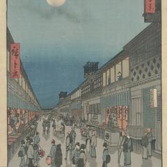 Night View of Saruwakacho, no. 90 from the series One-hundred Views of Famous Places in Edo