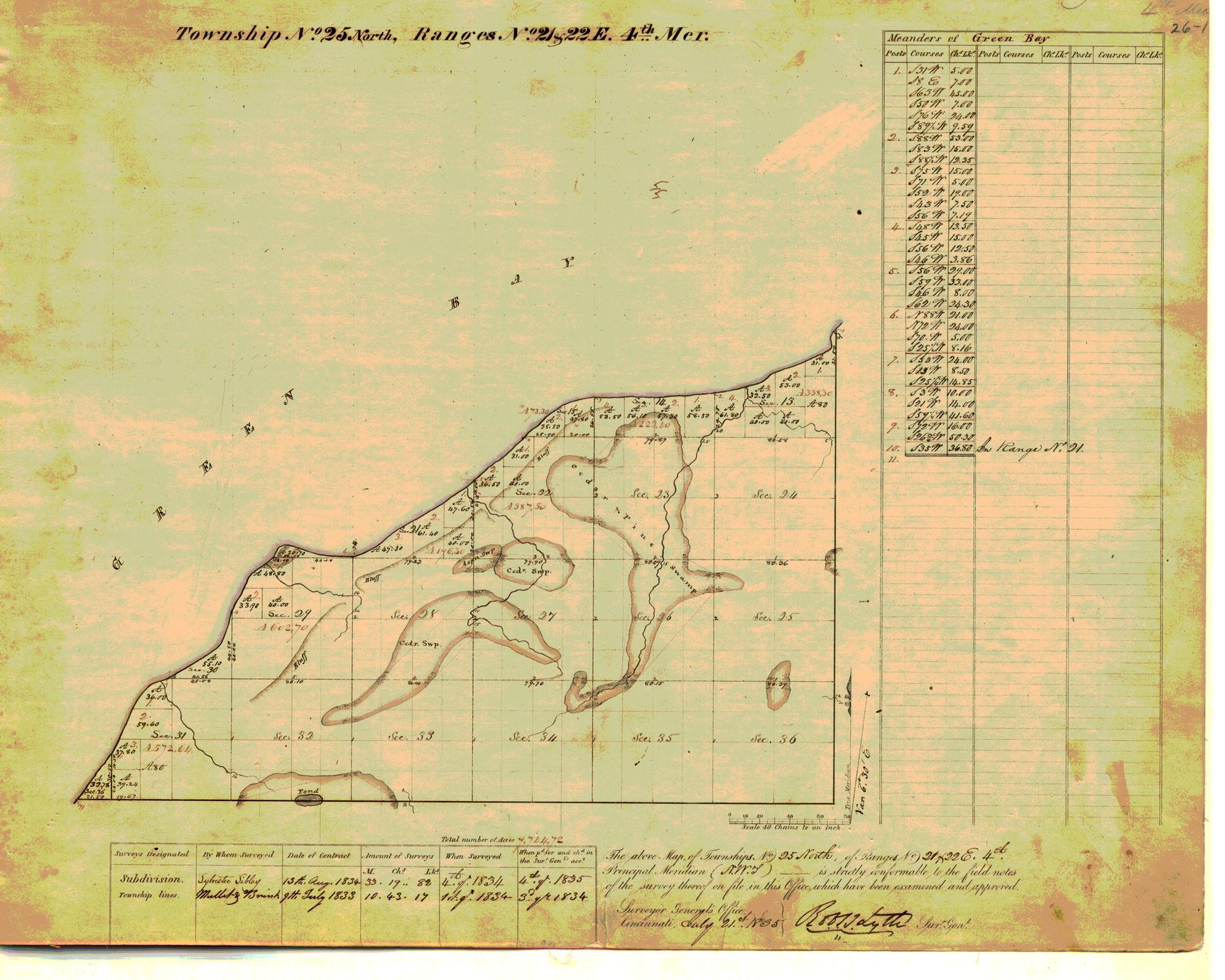 [Public Land Survey System map: Wisconsin Township 25 North, Range 22 East]