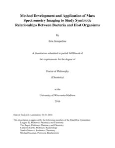 Method Development and Application of Mass Spectrometry Imaging to Study Symbiotic Relationships Between Bacteria and Host Organisms