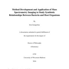 Method Development and Application of Mass Spectrometry Imaging to Study Symbiotic Relationships Between Bacteria and Host Organisms