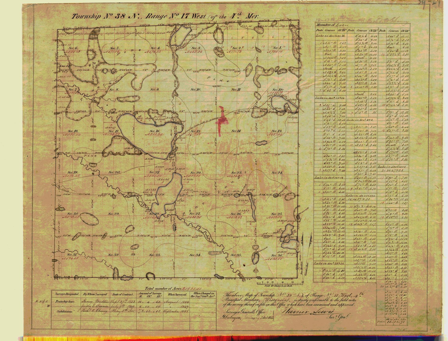 [Public Land Survey System map: Wisconsin Township 38 North, Range 17 West]