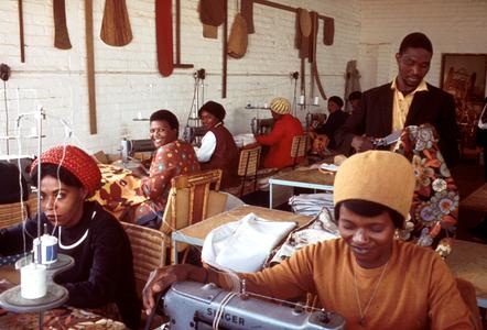 Women Sewing Cushion Covers in Factory in Tswana