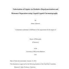 Valorization of Lignin via Oxidative Depolymerization and Monomer Separation using Liquid-Liquid Chromatography
