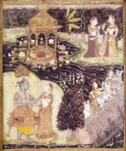 Krishna Embracing Radha by the Riverside
