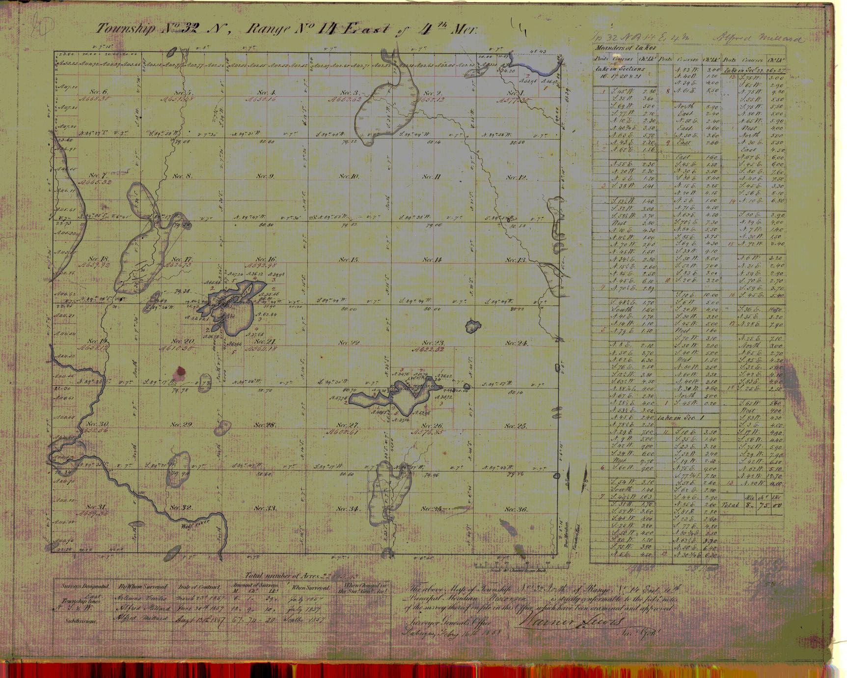 [Public Land Survey System map: Wisconsin Township 32 North, Range 14 East]