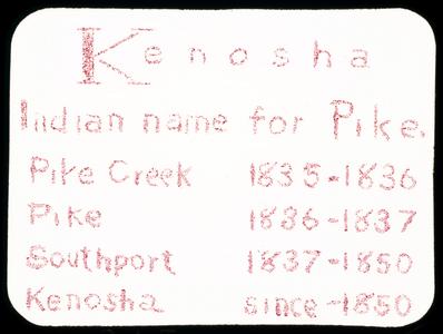 Kenosha, early names
