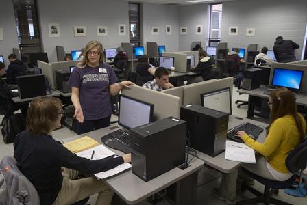 Students utilizing the computer lab