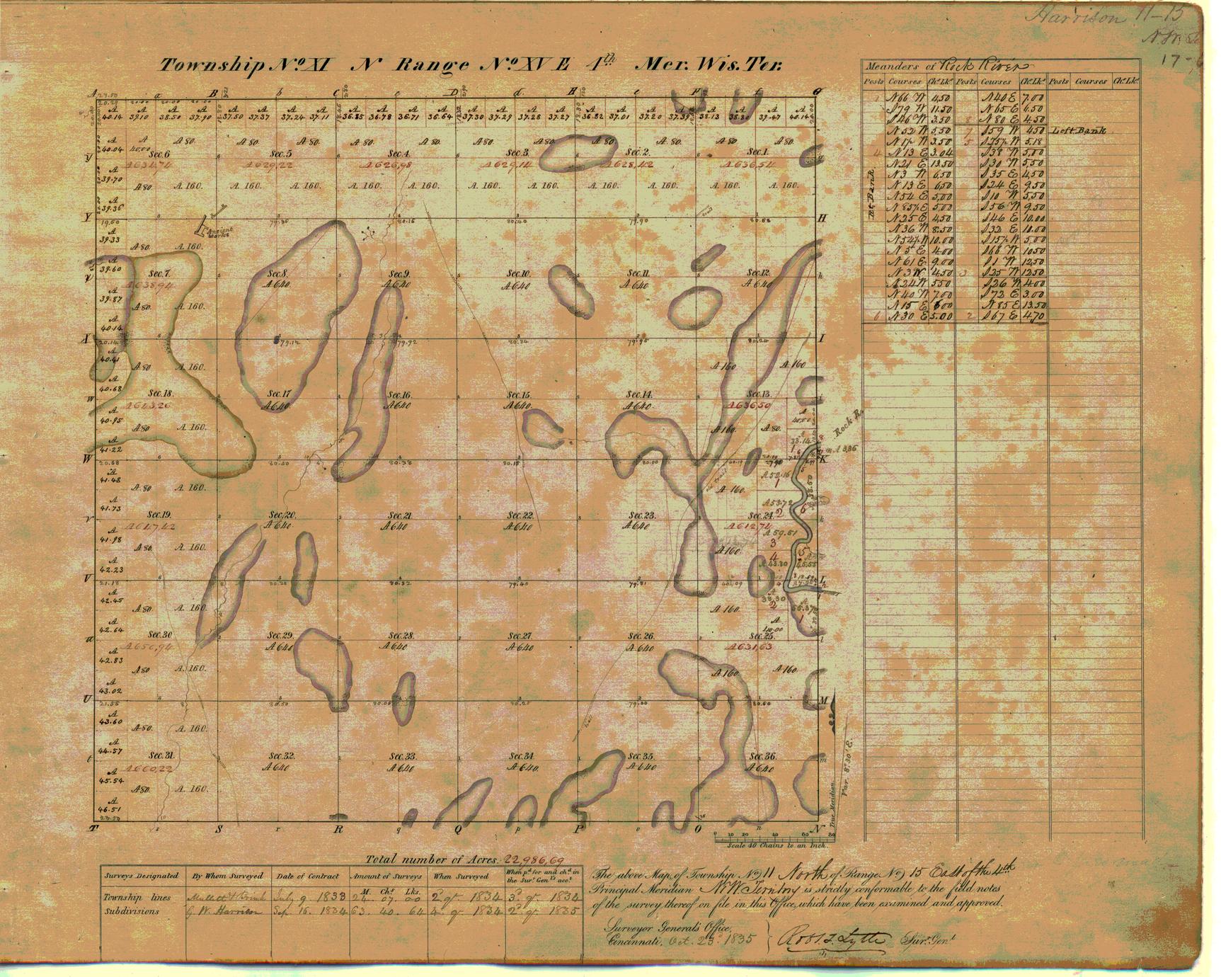 [Public Land Survey System map: Wisconsin Township 11 North, Range 15 East]