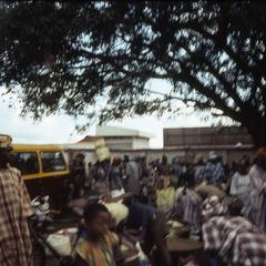 View of bus and people at Ilesa market