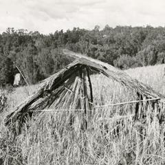 Nyaheun temporary shelter in a highland rice field in Attapu Province