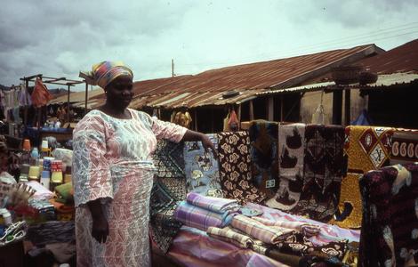 Nike's mother selling cloth at Ilesa market