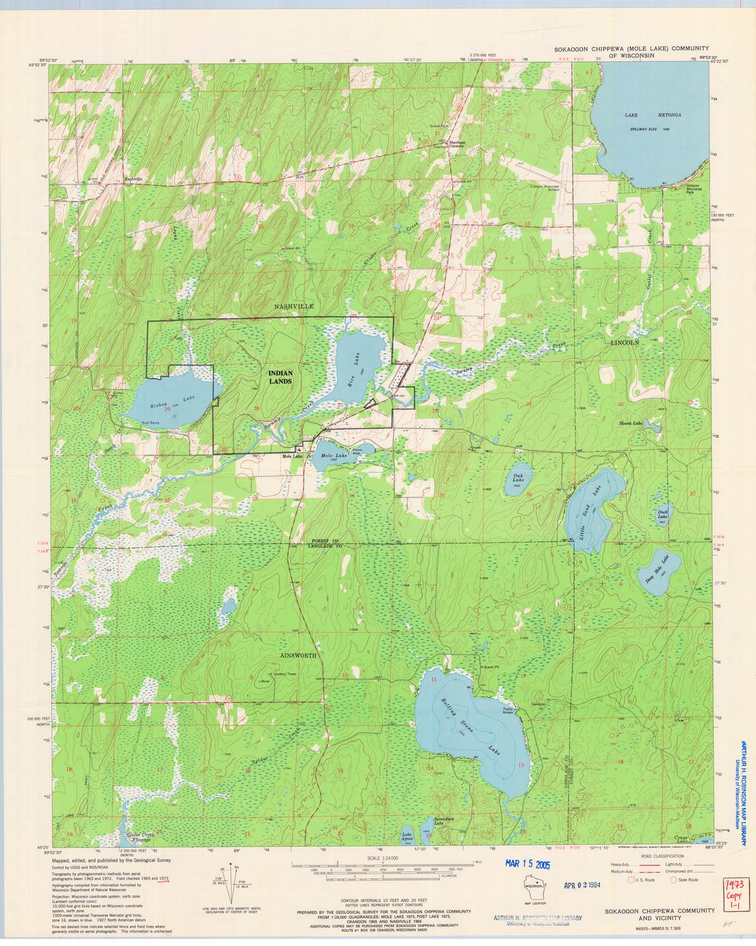 Sokaogon Chippewa Community and vicinity quadrangle UWDC UW