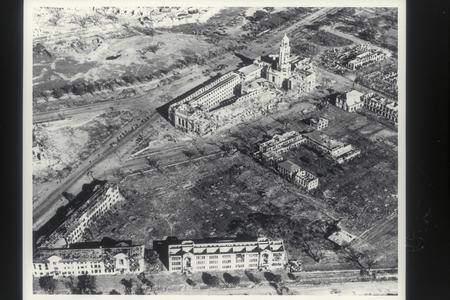 Aerial view of wrecked buildings, Manila, 1945