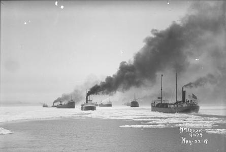 Vessels in Ice off Duluth-Superior