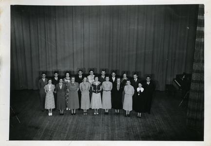 Manual Arts Players group photograph on stage