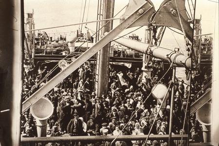 Immigrant ship full of people