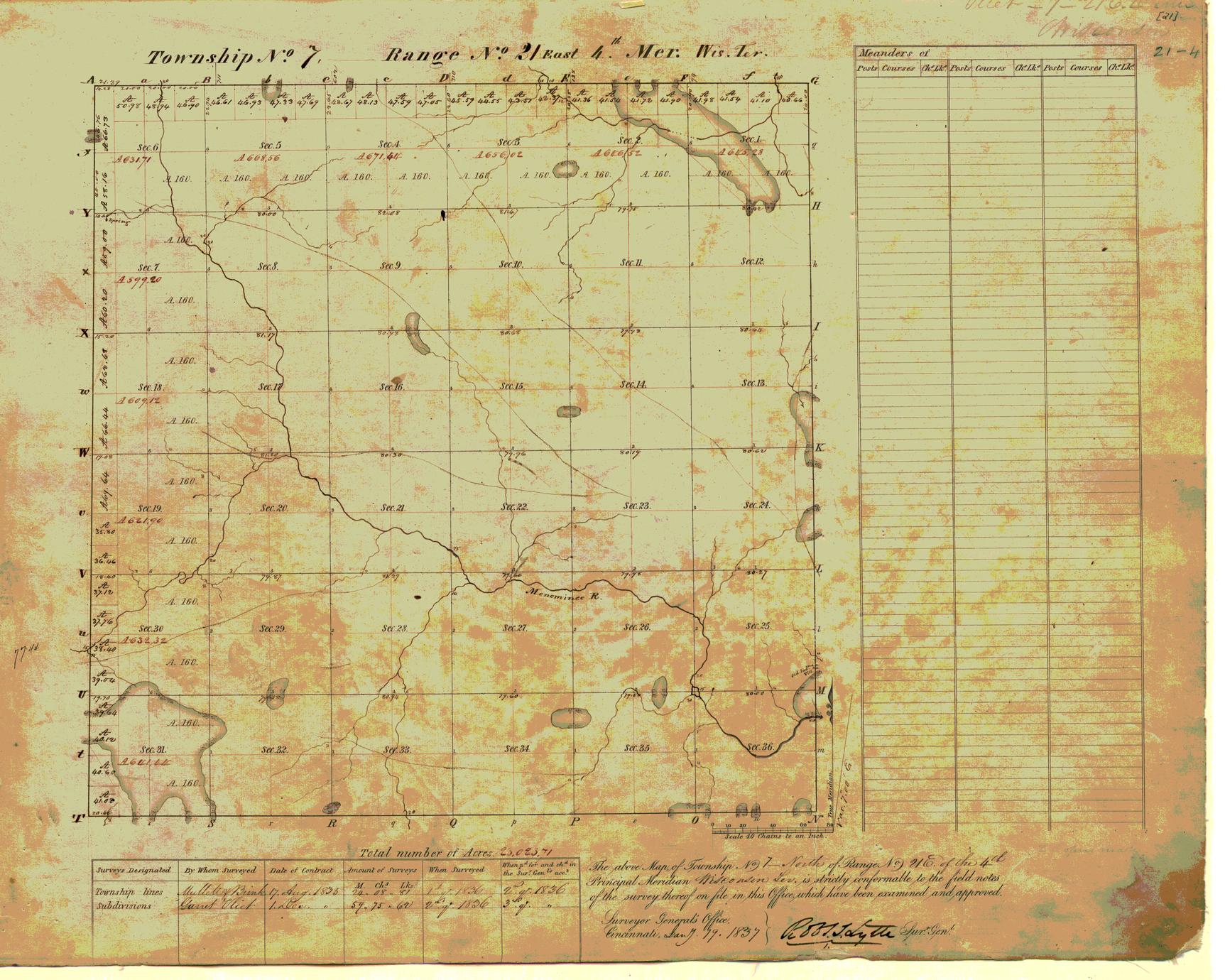 [Public Land Survey System map: Wisconsin Township 07 North, Range 21 East]