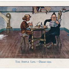 The simple life - dinner-time, suffrage postcard