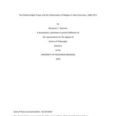 The Political Night Prayer and the Politicization of Religion in West Germany, 1968 to 1972