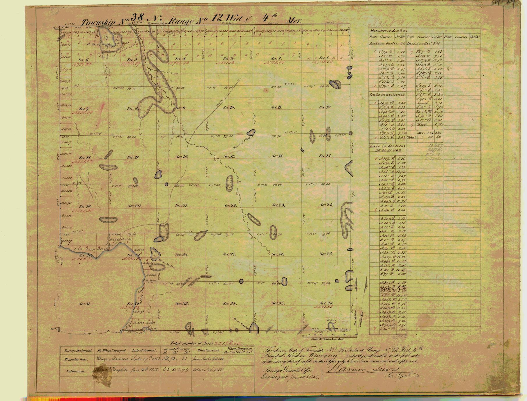 [Public Land Survey System map: Wisconsin Township 38 North, Range 12 West]
