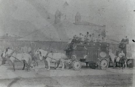 Circus band wagon drawn by four horses