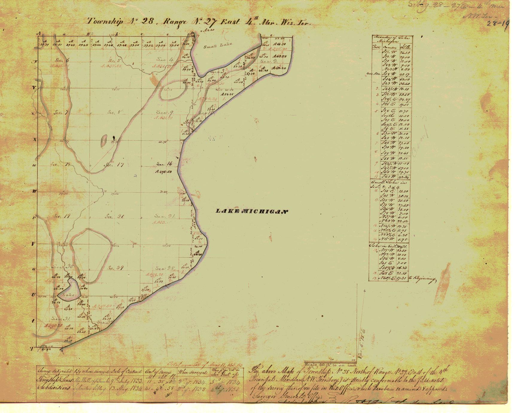 [Public Land Survey System map: Wisconsin Township 28 North, Range 27 East]