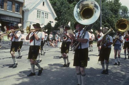 The Freistadt Alte Kameraden Band marches down the street