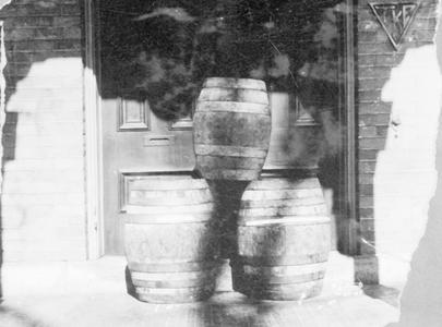 Beer Barrels Outside a Frat