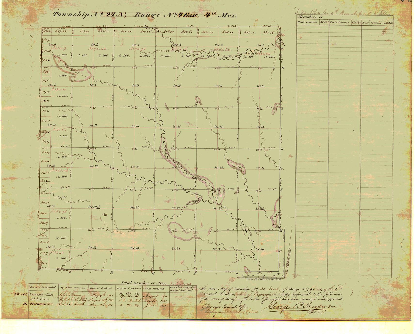 [Public Land Survey System map: Wisconsin Township 24 North, Range 04 East]