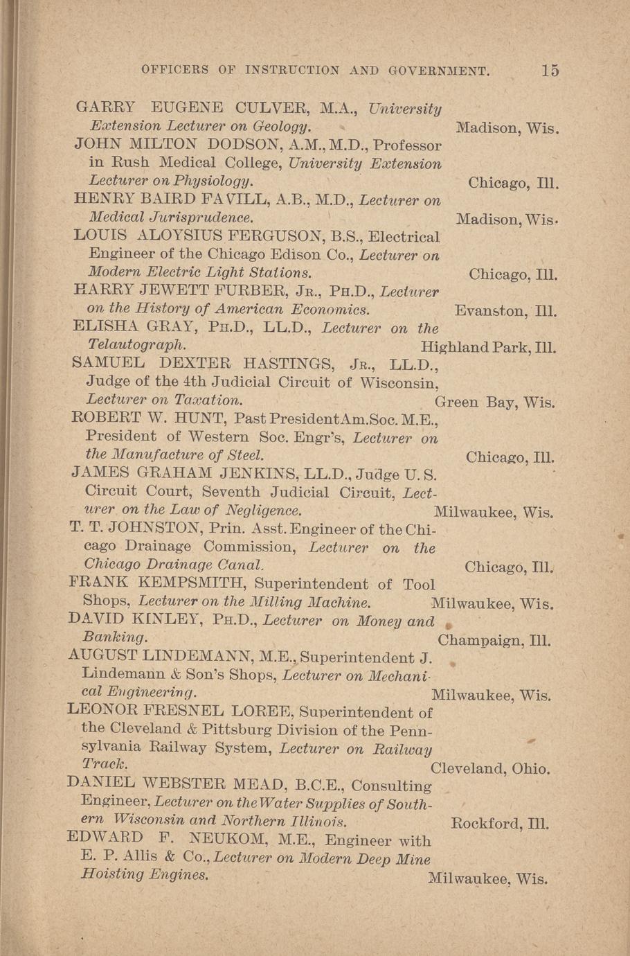 Catalogue of the University of Wisconsin for 189394 1894 Full view