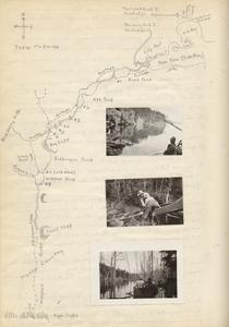 Widgeon [sic] River canoe trip, Ontario, Canada, August 1925 (map with inset photos)