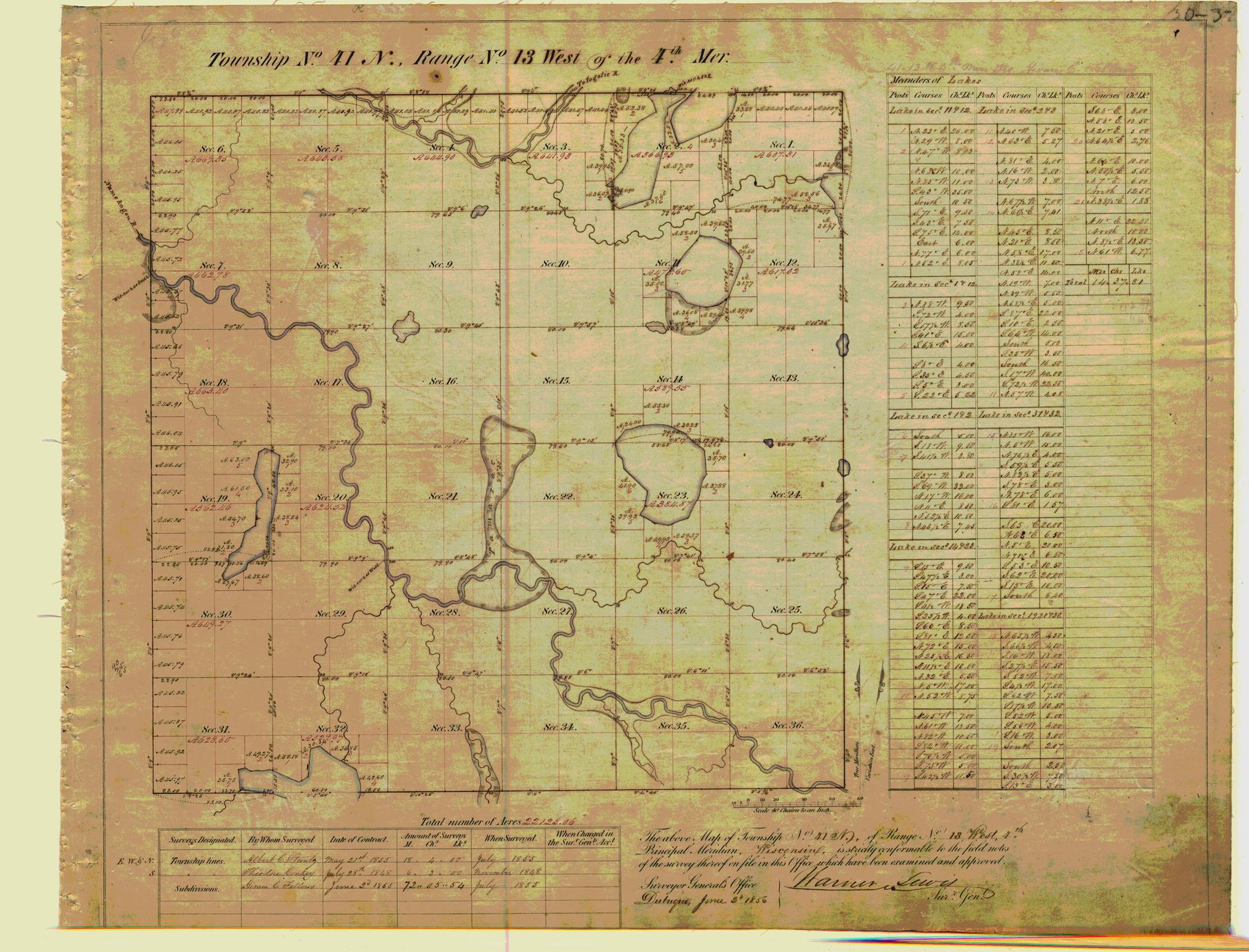 [Public Land Survey System map: Wisconsin Township 41 North, Range 13 West]