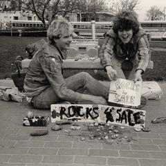 Students selling rocks on Library Mall