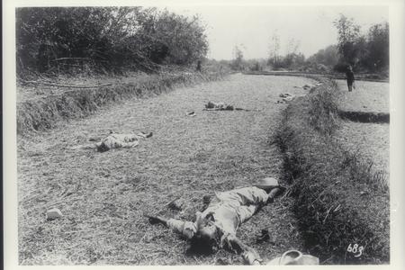 Dead Filipino soldiers lie where they fell, 1899